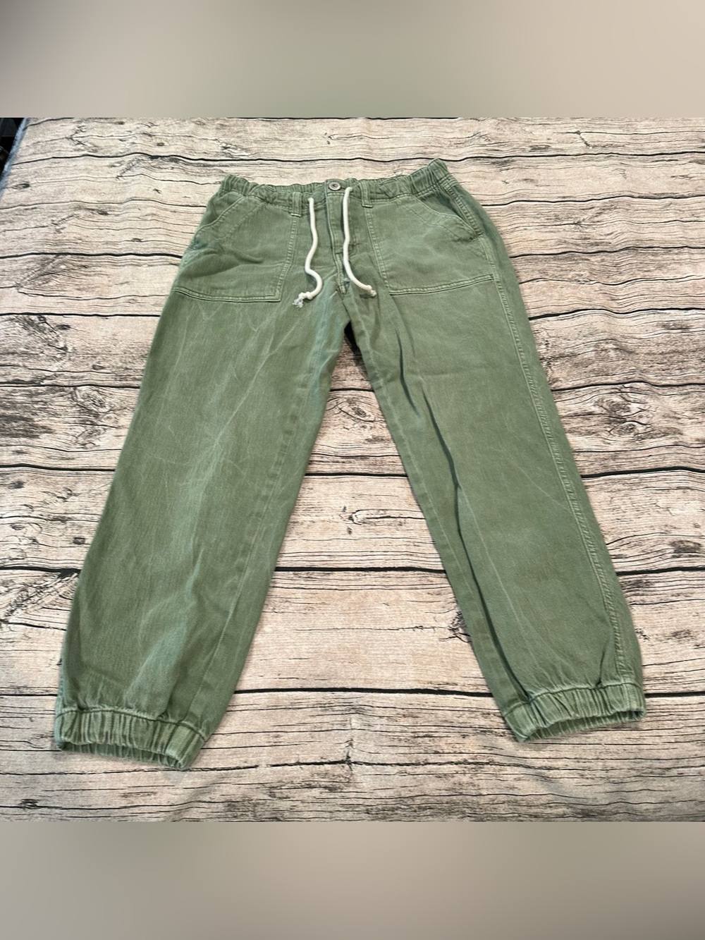 American Eagle Outfitters Washed Olive Green Denim Jogger Pants Size 6